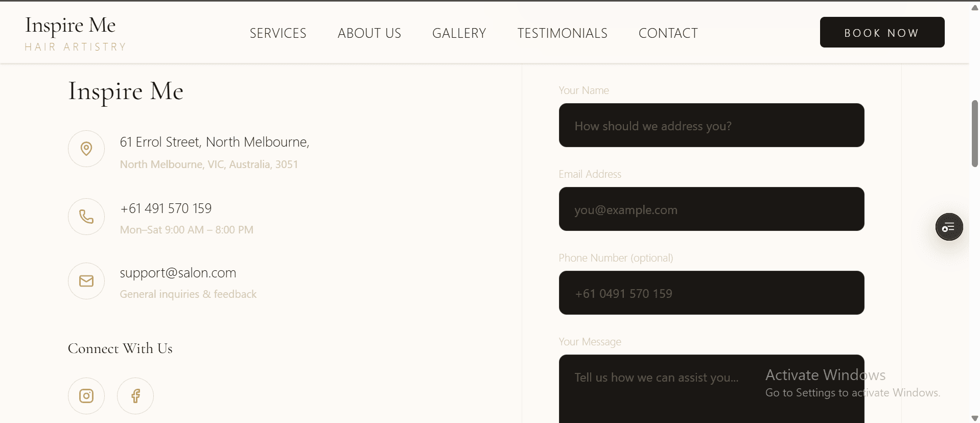 Inspire Me mobile view