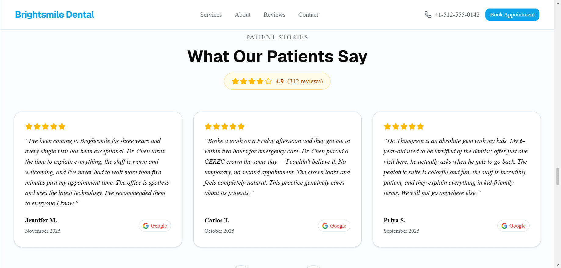Testimonials Section testimonials section