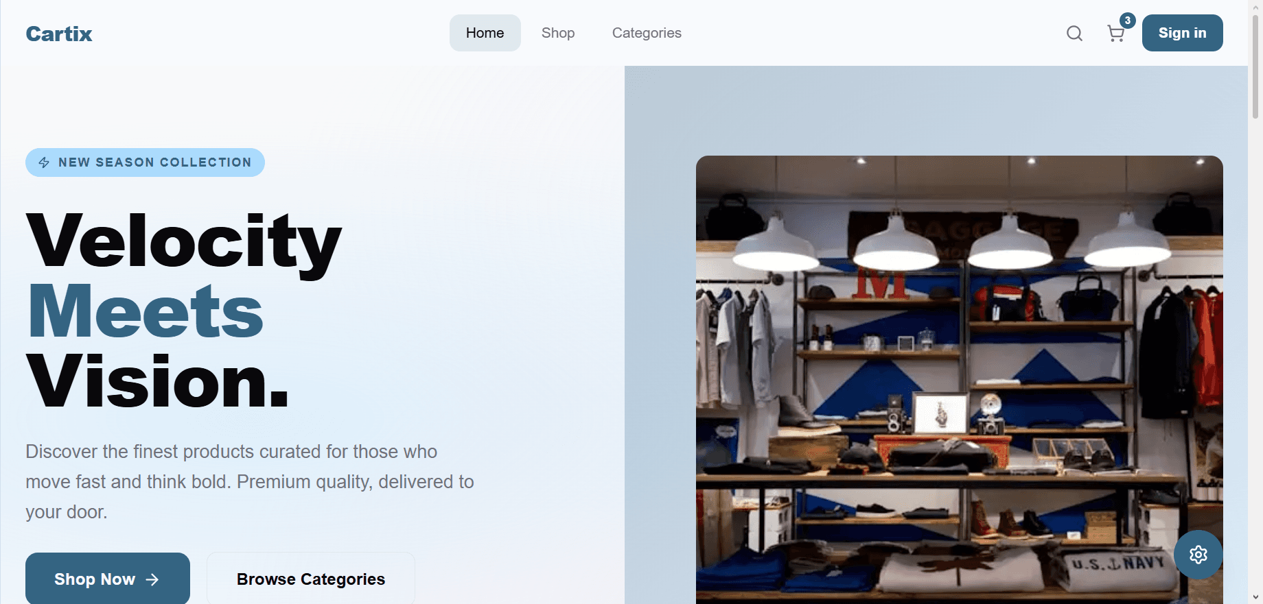 homepage hero section