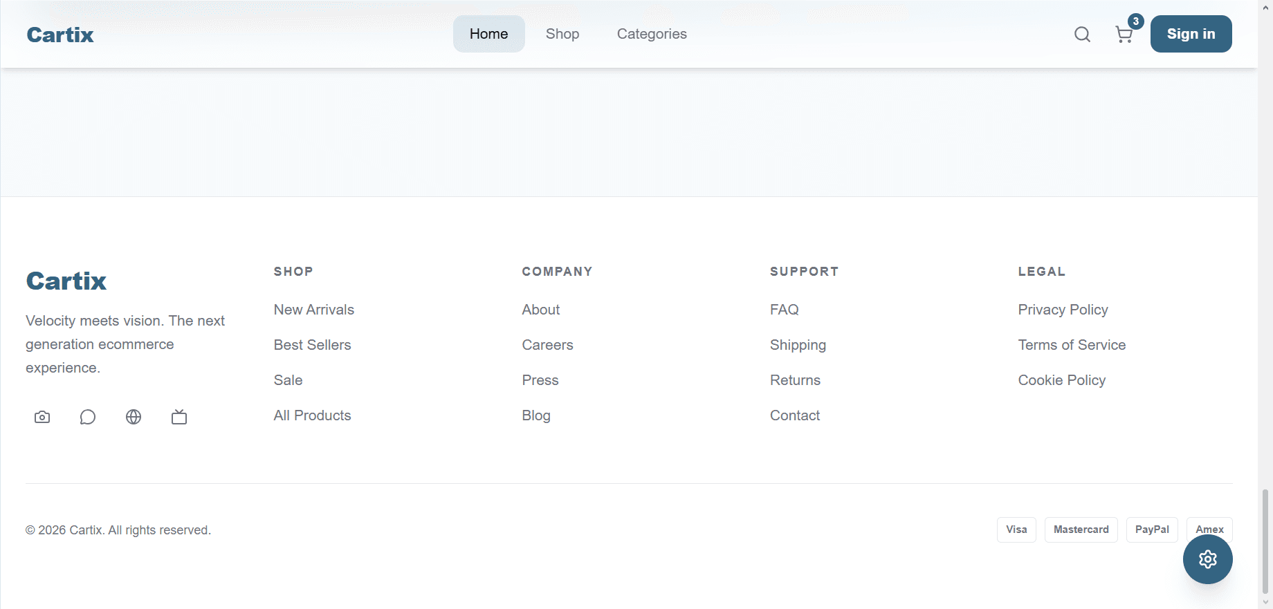 homepage footer