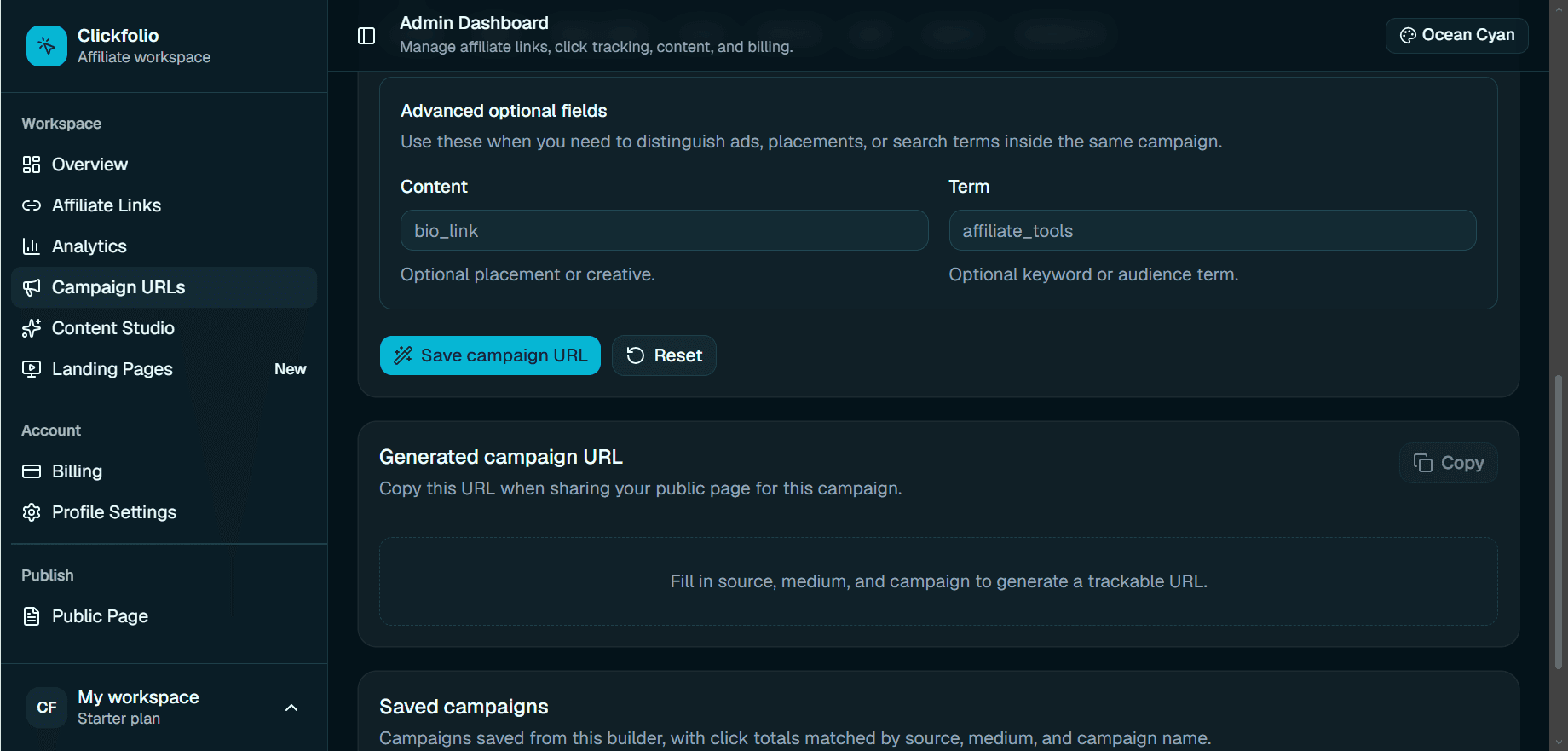 Affiliate Campaigns Page